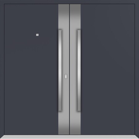 Vdomdoors Metal Double Doors Deux 0729 Gray Graphite Stainless Steel insert Entry Modern Painted (W72xH80) Le DEUX0729DEXD-GRE-W72xH80-LH-O