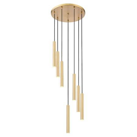 Z-Lite Forest 7 Light Chandelier, Modern Gold, 18 In W x 12 In H 919MP12-7R-MGLD-LED