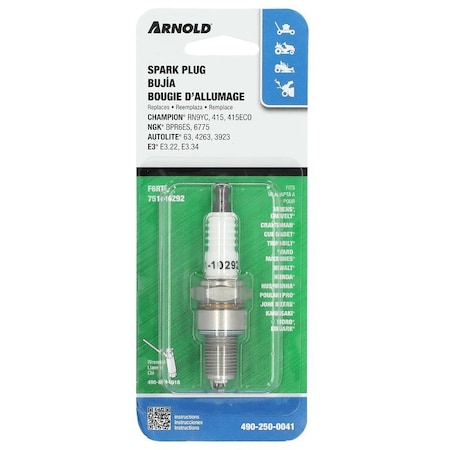 Ngk BPR6ES Spark Plug, 0.9 mm Fill Gap, 14 mm Thread, 13/16 in Hex 490-250-0041
