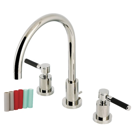 Kingston Brass Widespread Bathroom Faucet with Brass Pop-Up, Polished Nickel KS8926DKL