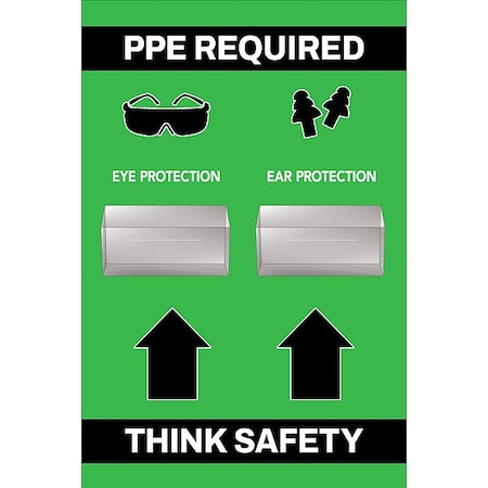 Visual Workplace PPE Shadow Board, Green, 24 in H 30-1910-3624-P41403