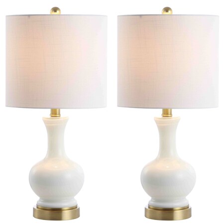Jonathan Y Cox 22" Glass/Metal LED Table Lamp, White, 2PK JYL4033A-SET2
