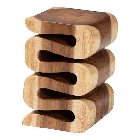 Bali & Pari Eliada Hand-carved Suar Wood Side Table 259-14284-ZORO