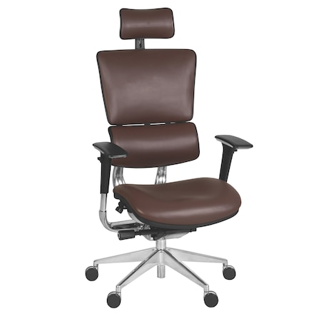 Regency Omega Ergonomic Leather Executive Office Chair with Headrest/Adjustable Lumbar Support, Chocolate OMG004CH