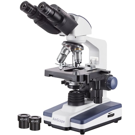 Amscope 40X-2000X LED Lab Binocular Compound Microscope w 3D Two-Layer Mechanical Stage B120B