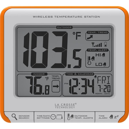 La Crosse Technology Wireless Thermometer, 427 in L x 147 in W x 388 in H Display, 32 to 122 deg F 308-179OR