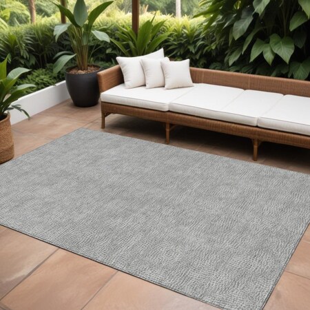 Homeroots 8' X 10' Gray And Ivory Geometric Washable Indoor Outdoor Area Rug 602380