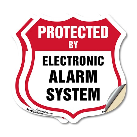 Signmission Security Alarm Shield Sign Protected By, 18 inch X 18 inch, Vinyl Decal, 2PK SHI-D-2PACK-18-460