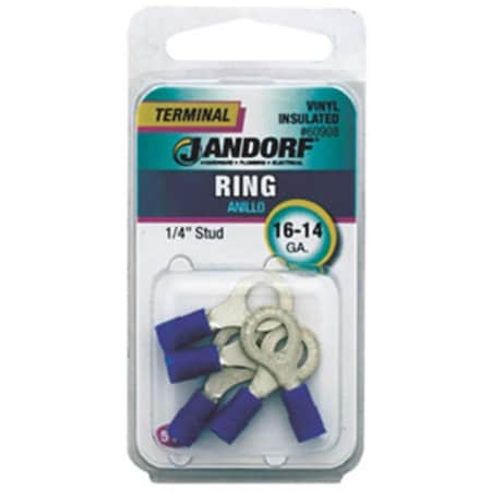Jandorf Specialty Hardw 60908 Vinyl Insulated Ring Terminal 1614 ga. 0.25 in. Stud 3401130