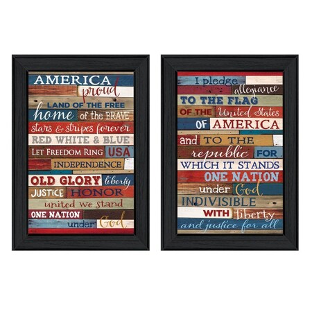 Set Of Two America Proud I Black Framed Print Wall Art, 2PK
