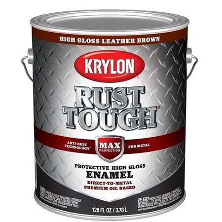 Krylon Rust Tough Oil-Based Gloss Rust Control Enamel, Brown, 1 Gal. K09740008
