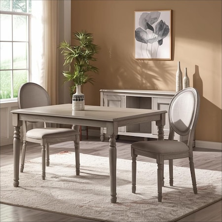 Homeroots Set of Two Tan and Oak Upholstered Fabric King Louis Back Dining Side Chairs 573305