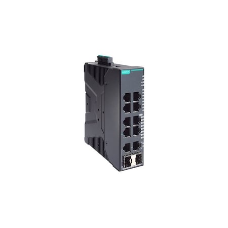 Moxa Compact industrial PoE+ smart Ethernet switch with 8+2G ports, -40 to SDS-3010-8PoE-2GTXSFP-T