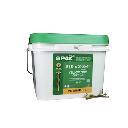 Spax #10 x 2-3/4 in Interior Wood Screws Construction Flat Head T-Star Plus Bulk Pail, 1500PK 3191020500690