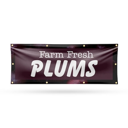 Signmission Farm Fresh Plums, 36 Inch x 96 Inch, Vinyl Banner B-96-30609