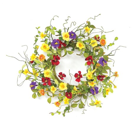 Homeroots 20" Green And Yellow Summer Mixed Assortment Artificial Wreath 516073