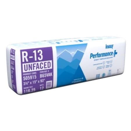Knauf R-13 Kraft Faced Fiberglass Roll Insulation, bundle of 5 bags, covers 581.25SF, 5PK 505915
