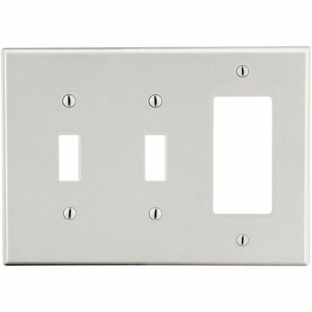 Hubbell Wiring Device-Kellems Wallplate, Mid-Size 3-Gang, 2) Toggle 1) Decorator, Light Almond PJ226LA