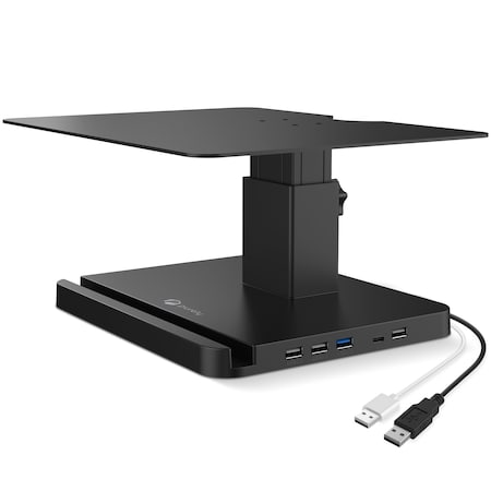 Purely Height Adjustable Monitor Riser with USB Ports, Black S402