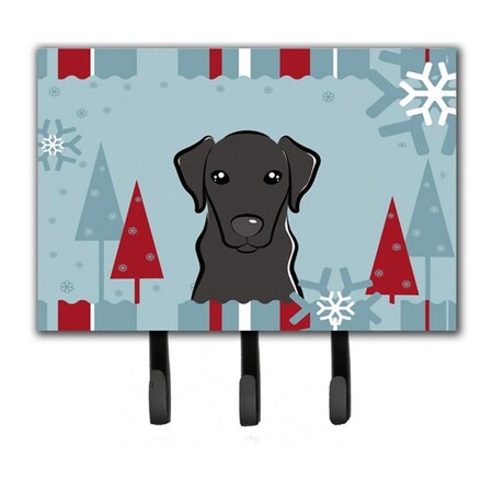 Carolines Treasures Winter Holiday Black Labrador Leash and Key Holder BB1731TH68