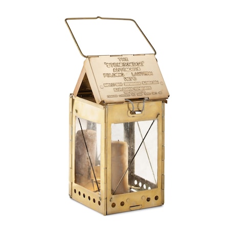 Kings County Tools Candle Lamp Vintage Style Folding Brass Camping Lantern w/ Hanging Handle Collapsible Portable Lamp GW83R02-01