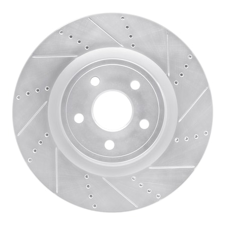 Dynamic Friction Co DFC Brake Rotor - Drilled and Slotted - Silver 631-42009R