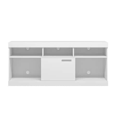 Homeroots 61in White Wood Enclosed and Open Storage TV Stand 724160