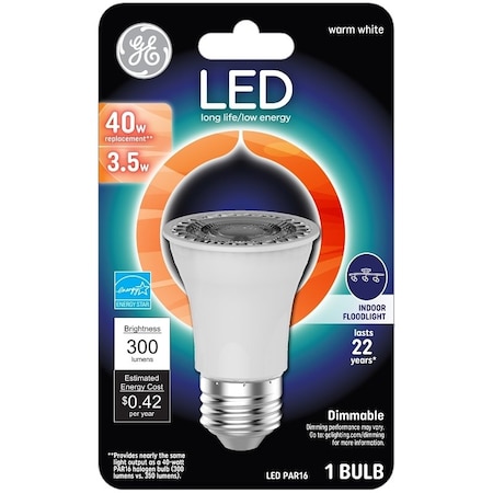 Ge BULB LT FLOOD LED PAR16 BW 40W 93129781
