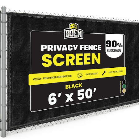 Boen Black 6ft. x 50 ft.Privacy Fence Screen 10-116