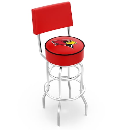 Holland Bar Stool Co 25" Chrome 2-Ring Illinois State Swivel Bar Stool, Back L7C425IllStU