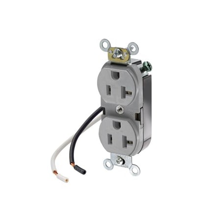 Leviton Commercial Grade Duplex Receptacle, 20 Amp, 125 Volt, Gray 5340-CGY
