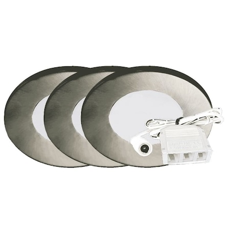 Westgate 12V 3-PACK KIT SLIM PUCK LIGHT, ETL, 4000K, BRUSHED NICKEL, 2W PL12-3KIT-40K-BN