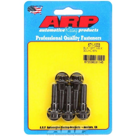 Arp 671-1003 8 x 1.25 x 30 mm 12-Point Chromoly Steel Bolt Kit, 5PK ARP671-1003