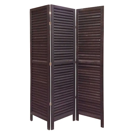Homeroots 67" Black Wood Folding Three Panel Screen Room Divider 274703