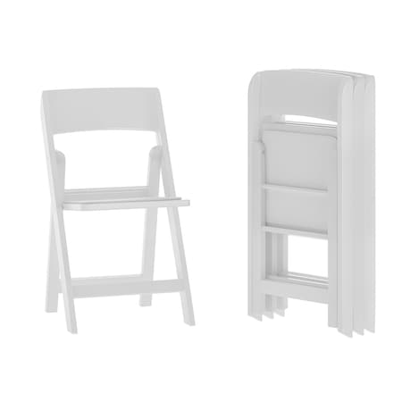 Flash Furniture Hercules Tucker White Lightweight Foldable Chairs, Removable White Vinyl Padded Seats, 4PK 4-LE-L-1M-WH-GG