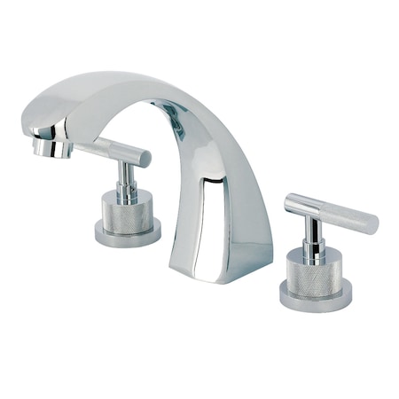 Kingston Brass Two-Handle Deck Mount Roman Tub Faucet with Knurled Handle, Polished Chrome KS4361KNL