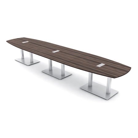 Skutchi Designs Arc Boat Conference Table, 45 in W, 216 in L, Brown HAR-ABOT-48X216-DOU-H3041-ESIL