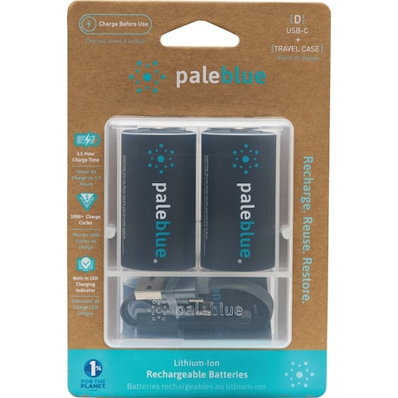 Paleblue D Lithium-Ion Rechargeable Battery, 2PK PB-D-C