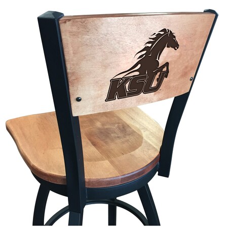 Holland Bar Stool Co 36" Blk Wrnkl Kentucky State University Swivel Bar Stool, Engraved Back L03836BWMedMplAKYStUnMedMpl