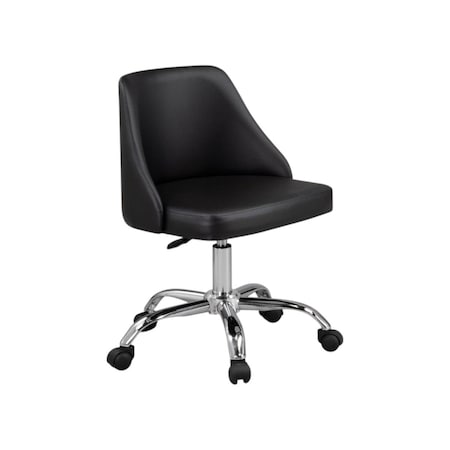 Homeroots Black and Silver Faux Leather Adjustable Height Swivel Rolling Office Chair 554023