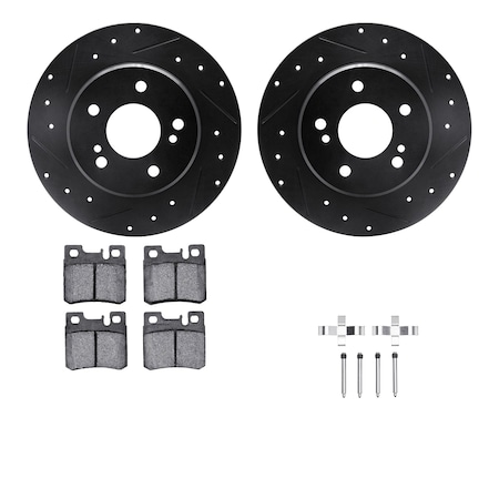 Dynamic Friction Co DFC Rotors-Drilled & Slotted-Black w/ EURO 5000 Ceramic Brake Pads Incl Hdw 8612-63028