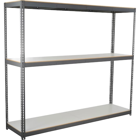 Global Industrial 3 Shelf, Standard Duty Boltless Shelving Starter, 96"Wx48"Dx60"H, Laminate Deck 504621GY