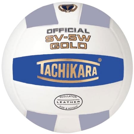 Tachikara SV5W-GOLD.CBWSL Gold Competition Premium Leather Volleyball - College Blue-White-Silver Gray SV5W-GOLD.CBWSL
