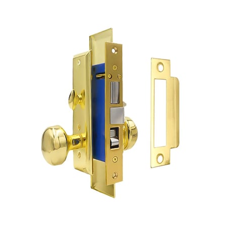 Ecs Hardware Durable Heavy Duty Mortise Knob Lock US3 Polished Brass, 2-1/2 in Backset Entrance, Left Handed ECSH-ML01-PB-SC1-LH