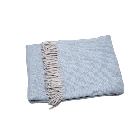 Homeroots Sky Blue Mini Dot Fringed Throw Blanket 475711