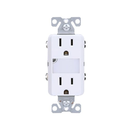 Eaton Wiring Devices Duplex Straight Blade Receptacle, 5-15R, 15 A, 120/277V AC, 2 Pole, 3 Wire, Flush Mount, Grounded TR7734W-KB-L