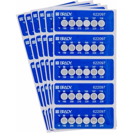 Brady Temperature Indicating Labels, Pack of 30 Labels, Temperature Threshold 190F, 30PK TIL-6-88C/190F