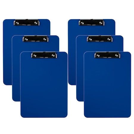 Davis Group Plastic Clipboard, Flat Clip, Blue, 6PK 4433-92-06