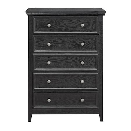 Homeroots 32" Black Wood Accent Cabinet With Five Drawers 716330