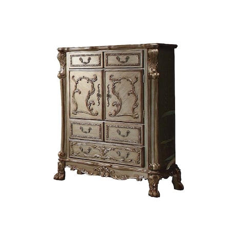 Homeroots 20" X 43" X 55" Gold Patina Bone Wood Poly Resin Chest 347058